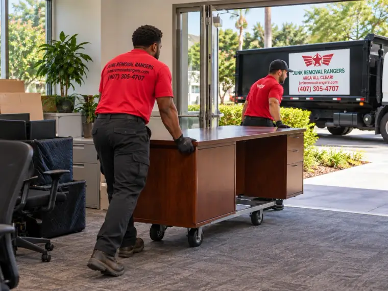 Illustration of office cleanout in a commercial suite.