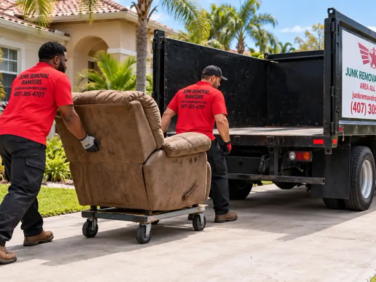 Illustration of a single recliner pickup outside a Florida home.